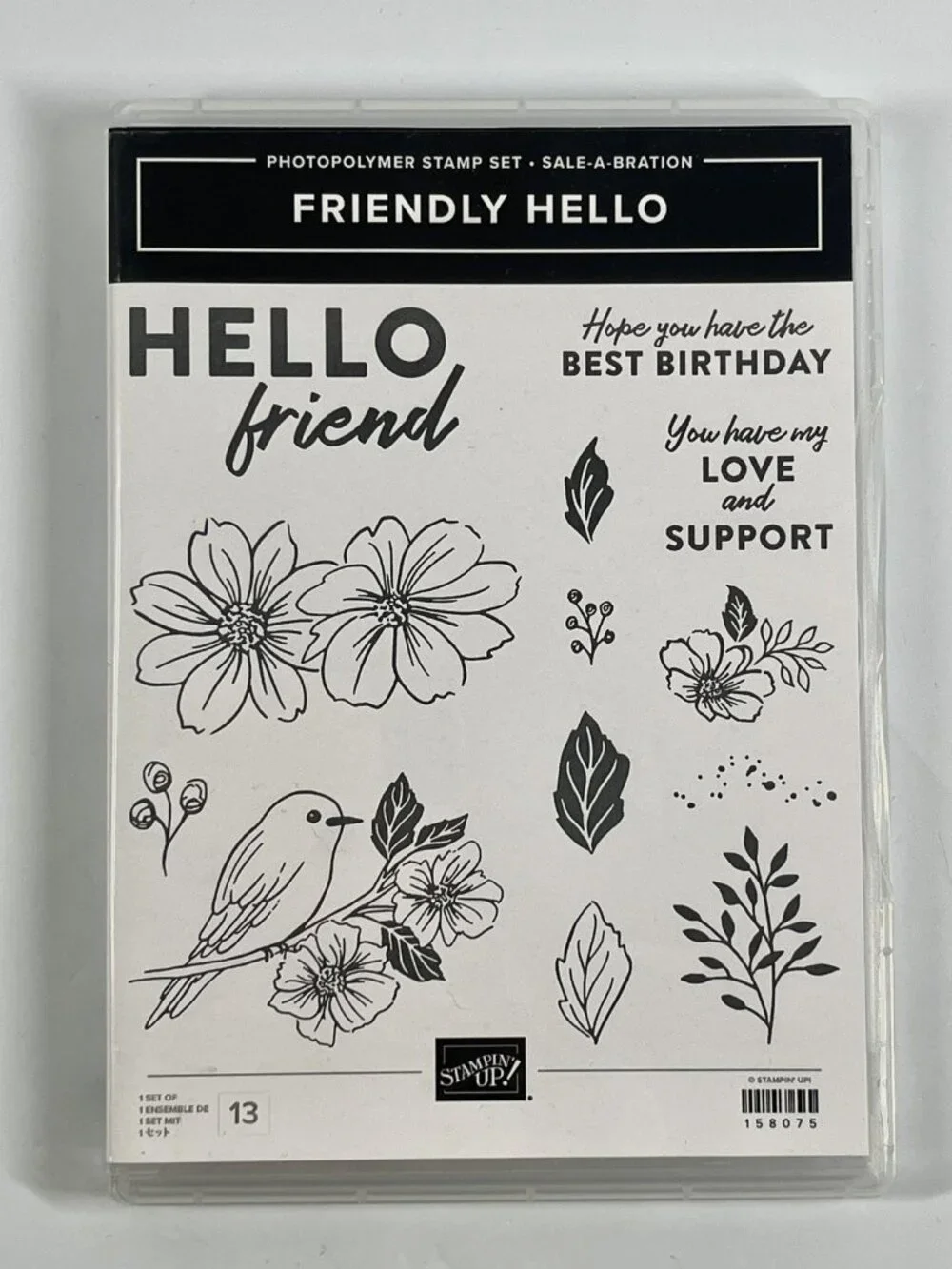 Stampin’ Up! Photopolymer Stamp Set FRIENDLY HELLO #158075 Set of 13